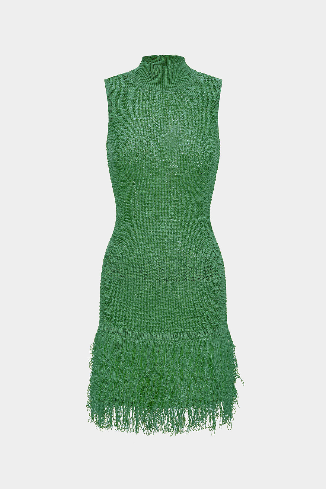 Fringe Trim Knit Mini Dress