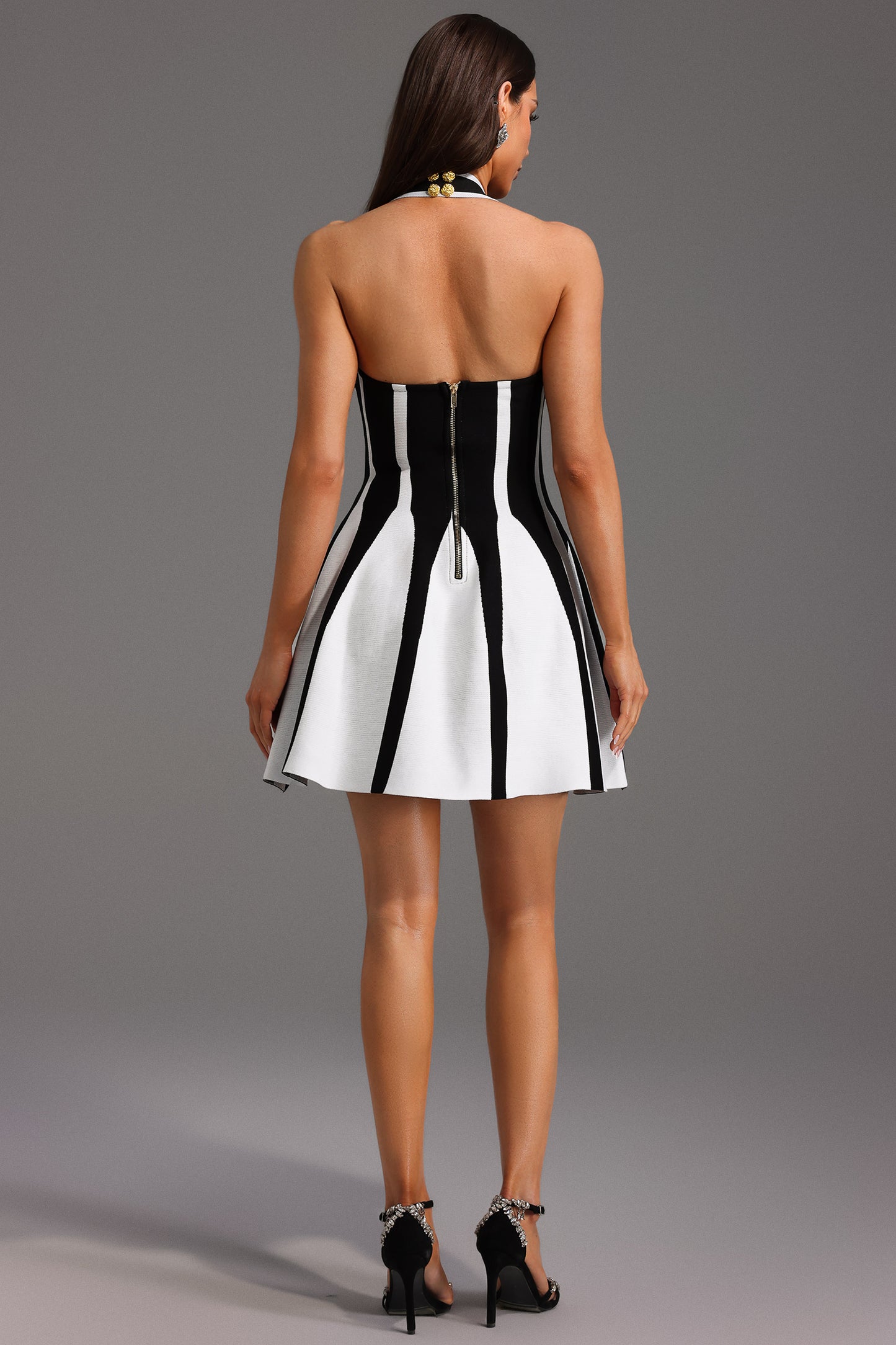 Avory -Halter Sleeveless Streak Bandage Mini Dress