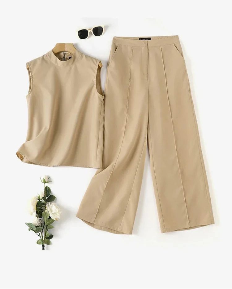 Zara- 2Pcs Wide leg Pants Set