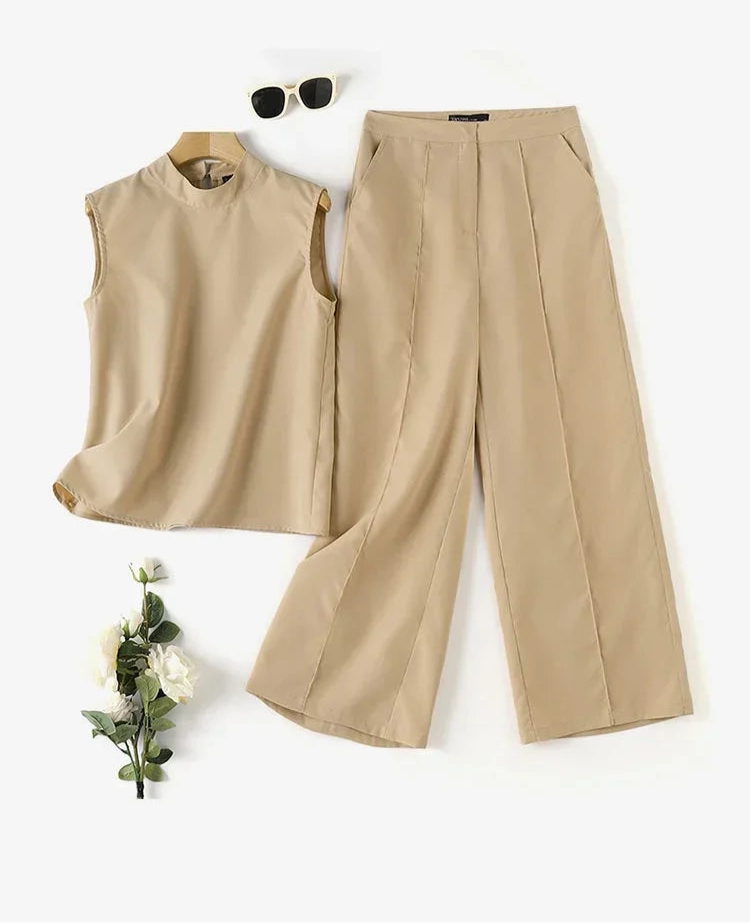 Zara- 2Pcs Wide leg Pants Set