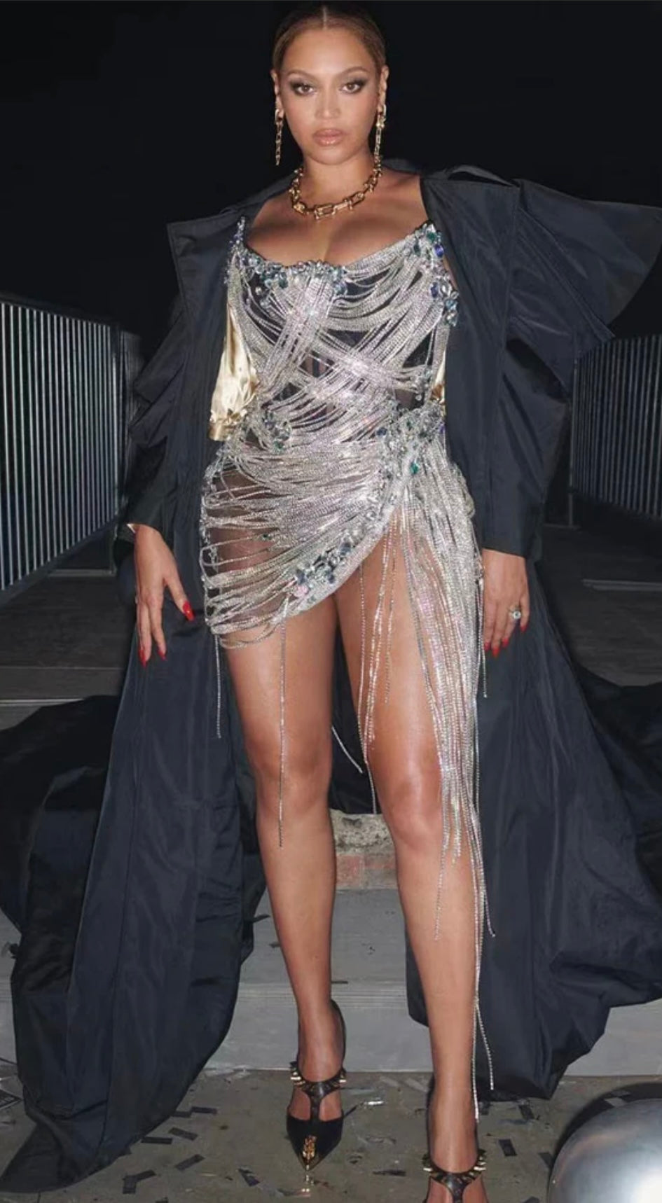 Talia-Rhinestone Corset Fringed Dress
