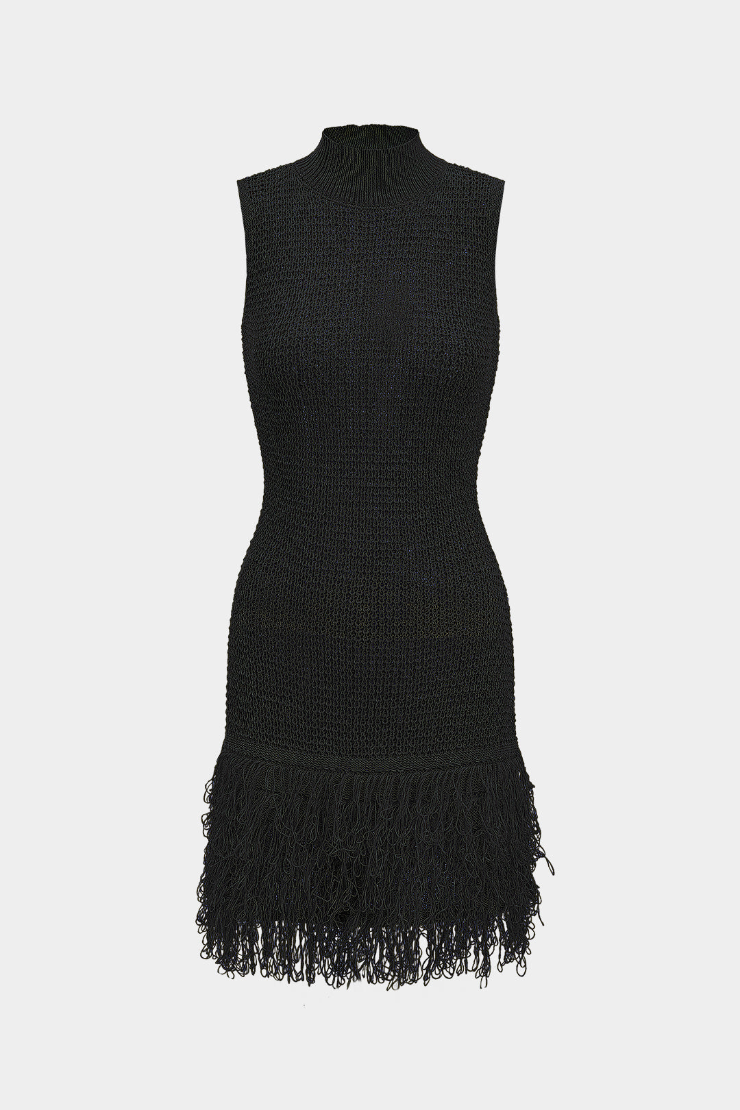 Fringe Trim Knit Mini Dress