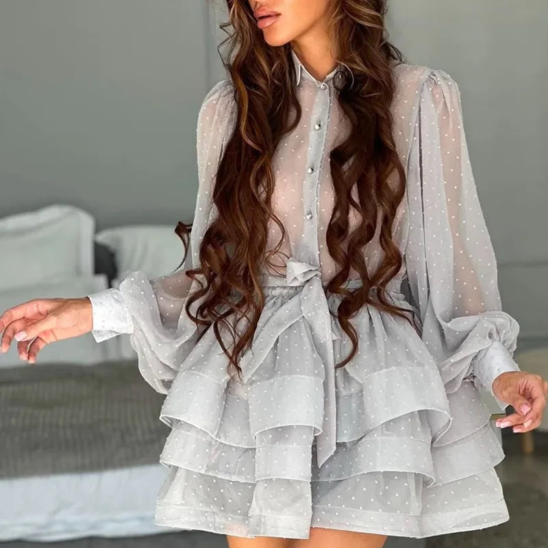 Aurora Belted Tulle Mini Dress
