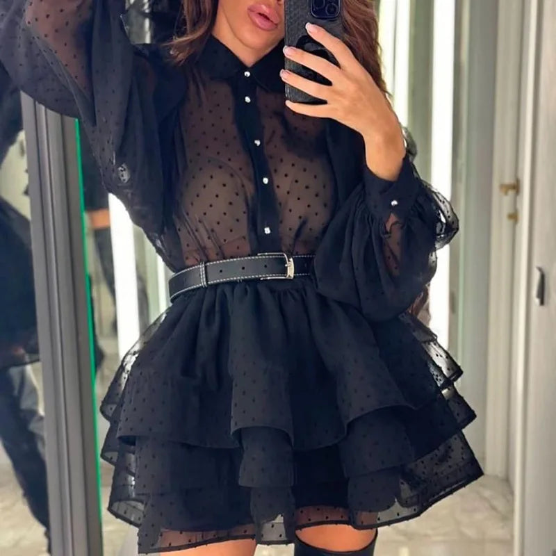 Aurora Belted Tulle Mini Dress