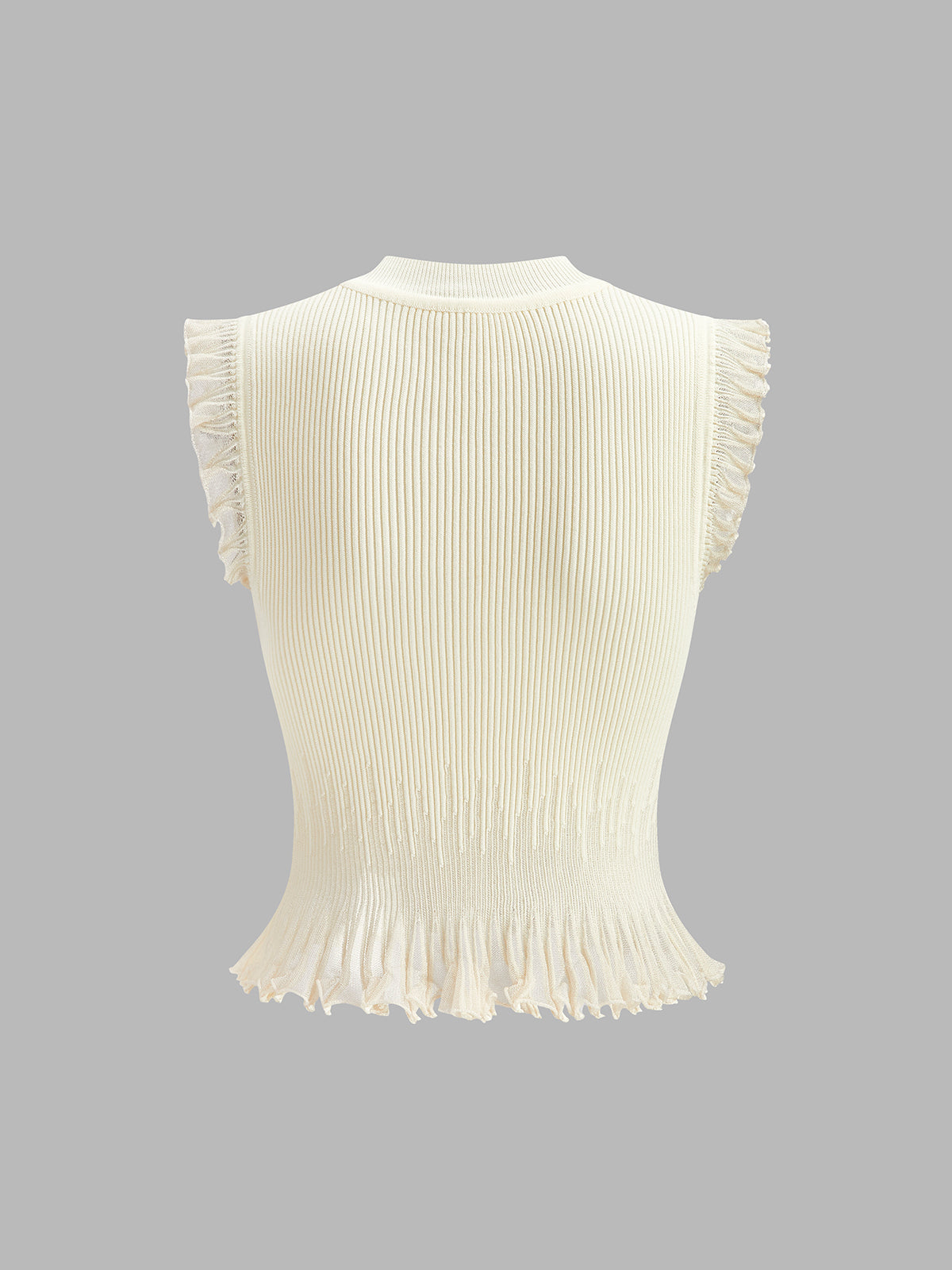 Dana-Ruffled Ribbed Knit Top