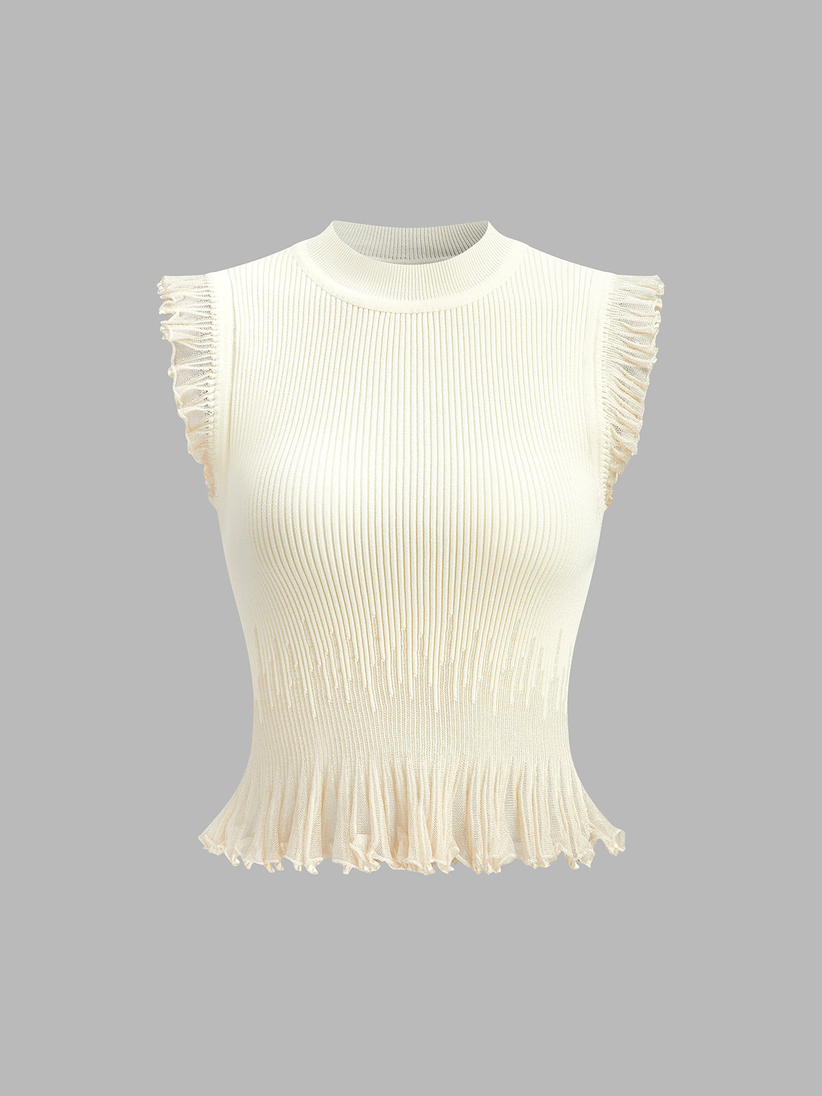Dana-Ruffled Ribbed Knit Top