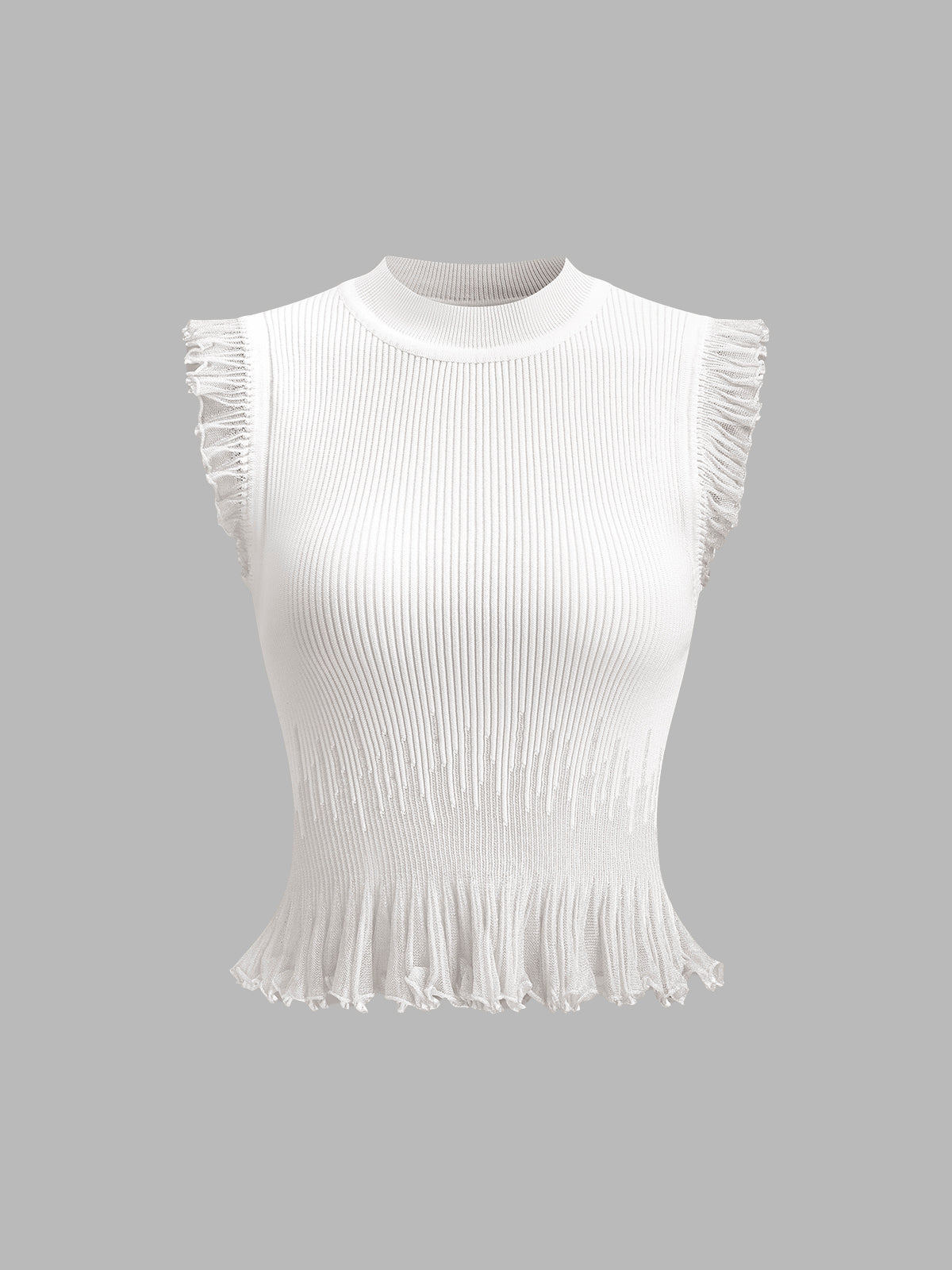 Dana-Ruffled Ribbed Knit Top