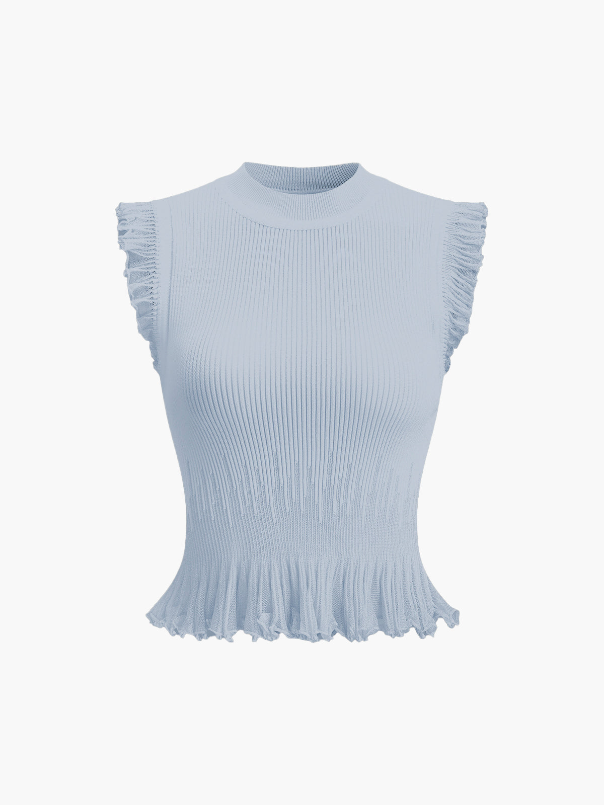 Dana-Ruffled Ribbed Knit Top