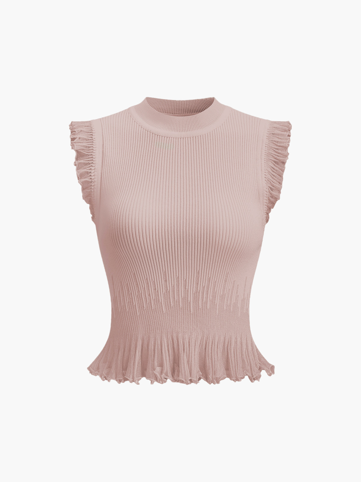 Dana-Ruffled Ribbed Knit Top