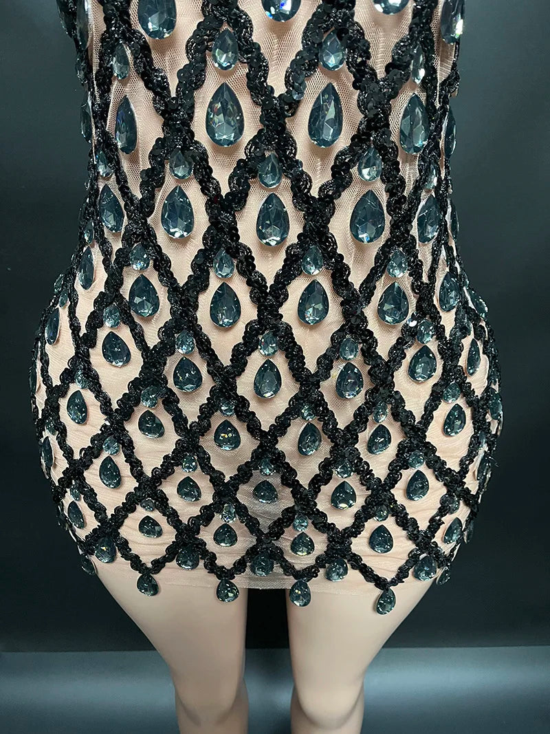 Noir- Sheer Diamond Evening Dress