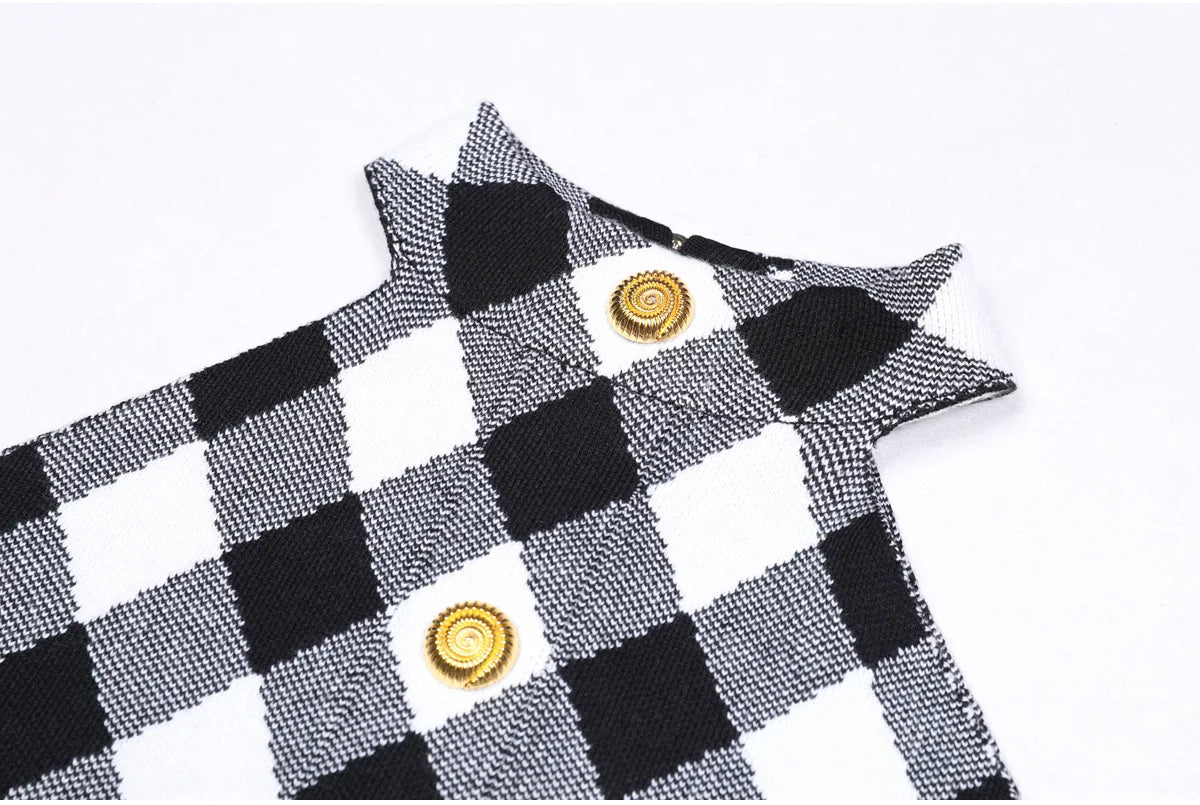 Camille Plaid Halter Knit Dress