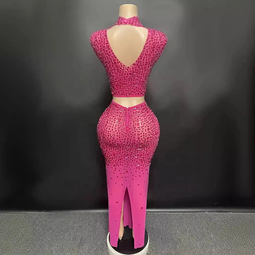Lumière Sequin Halter Skirt Set