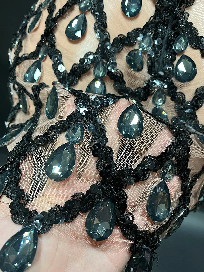 Noir- Sheer Diamond Evening Dress