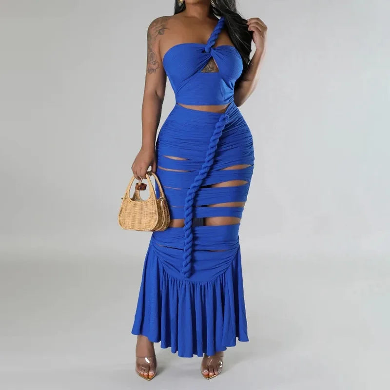 Monaco Pleated One-Shoulder Dress