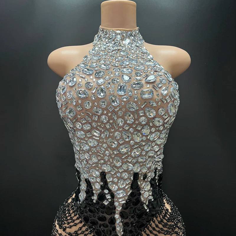 Embellished Illusion Mini Dress