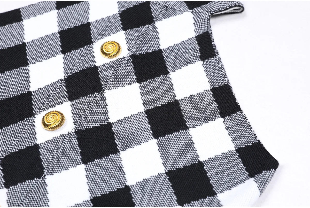 Camille Plaid Halter Knit Dress
