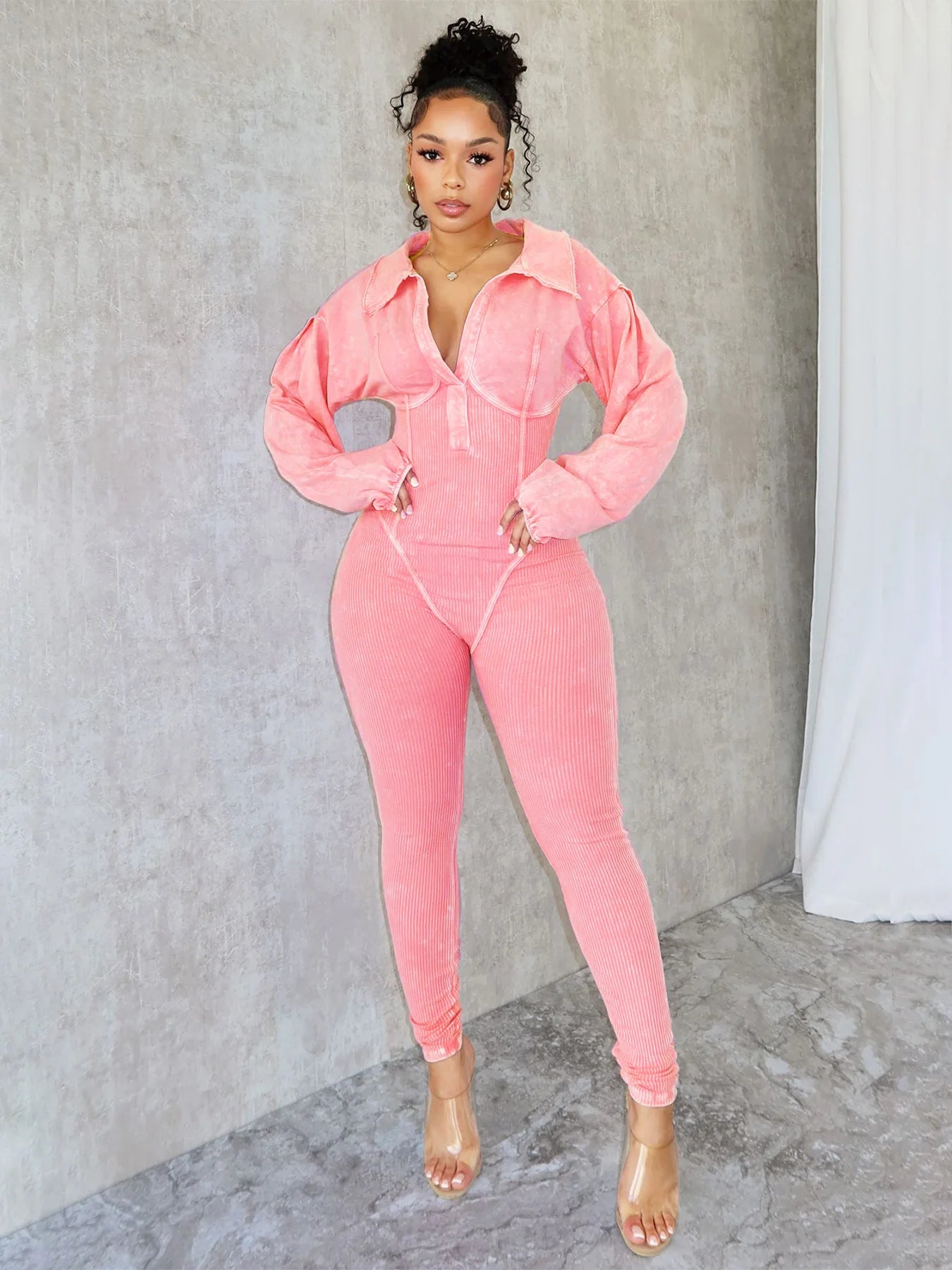 Vintage Puff Sleeve Knit Jumpsuit
