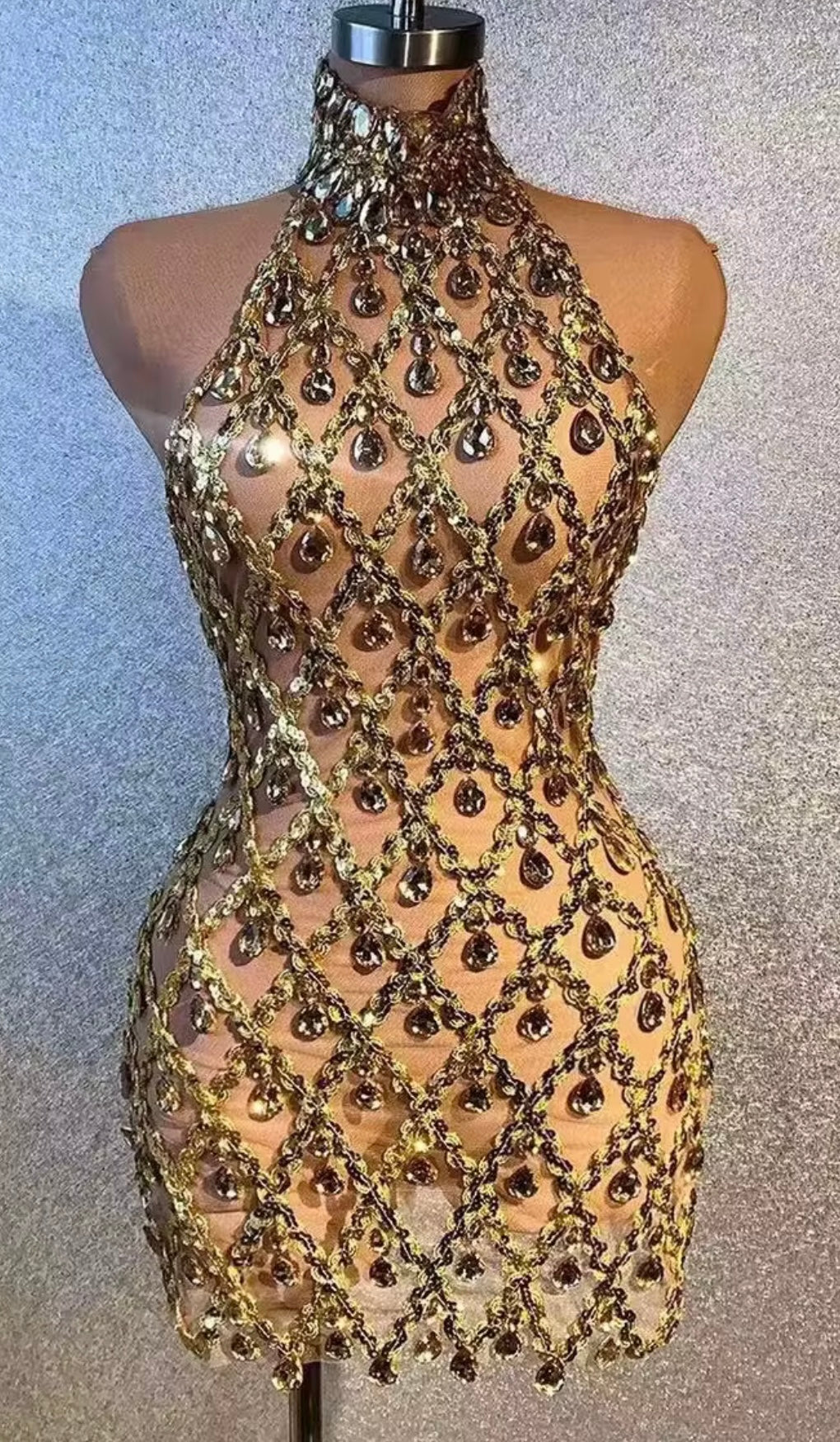 Noir- Sheer Diamond Evening Dress