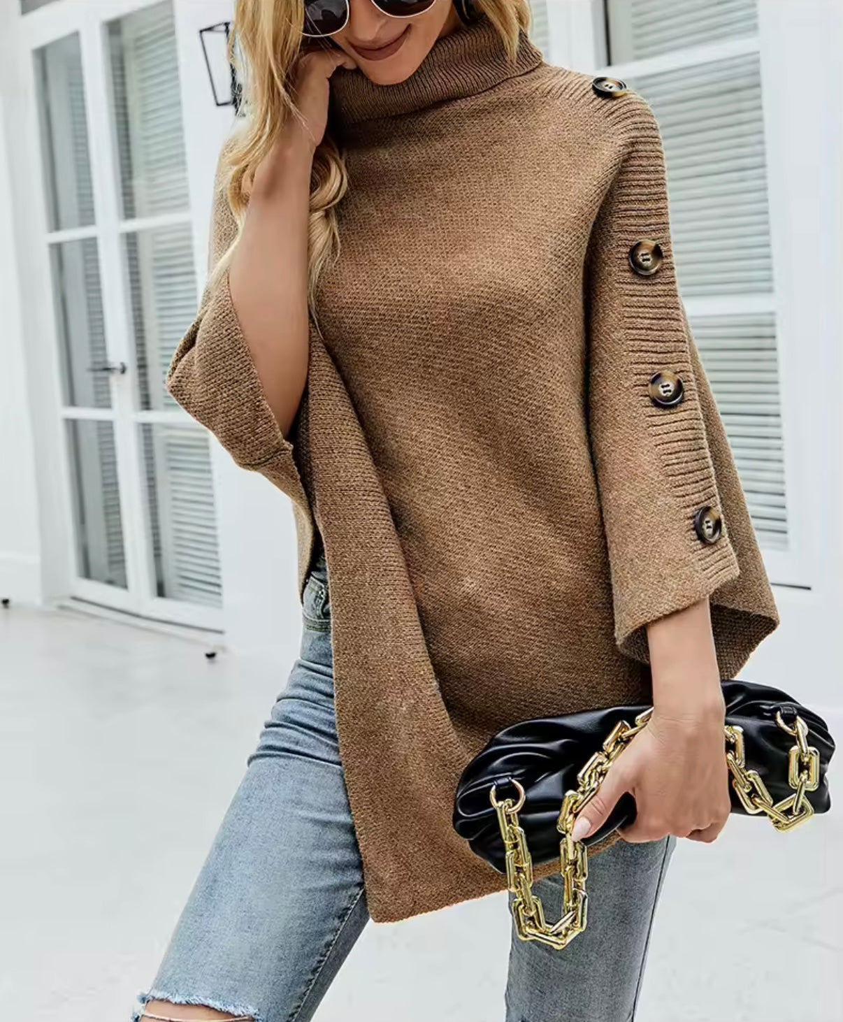 Vivian- Oversized Kinitted Ponchos Pullover