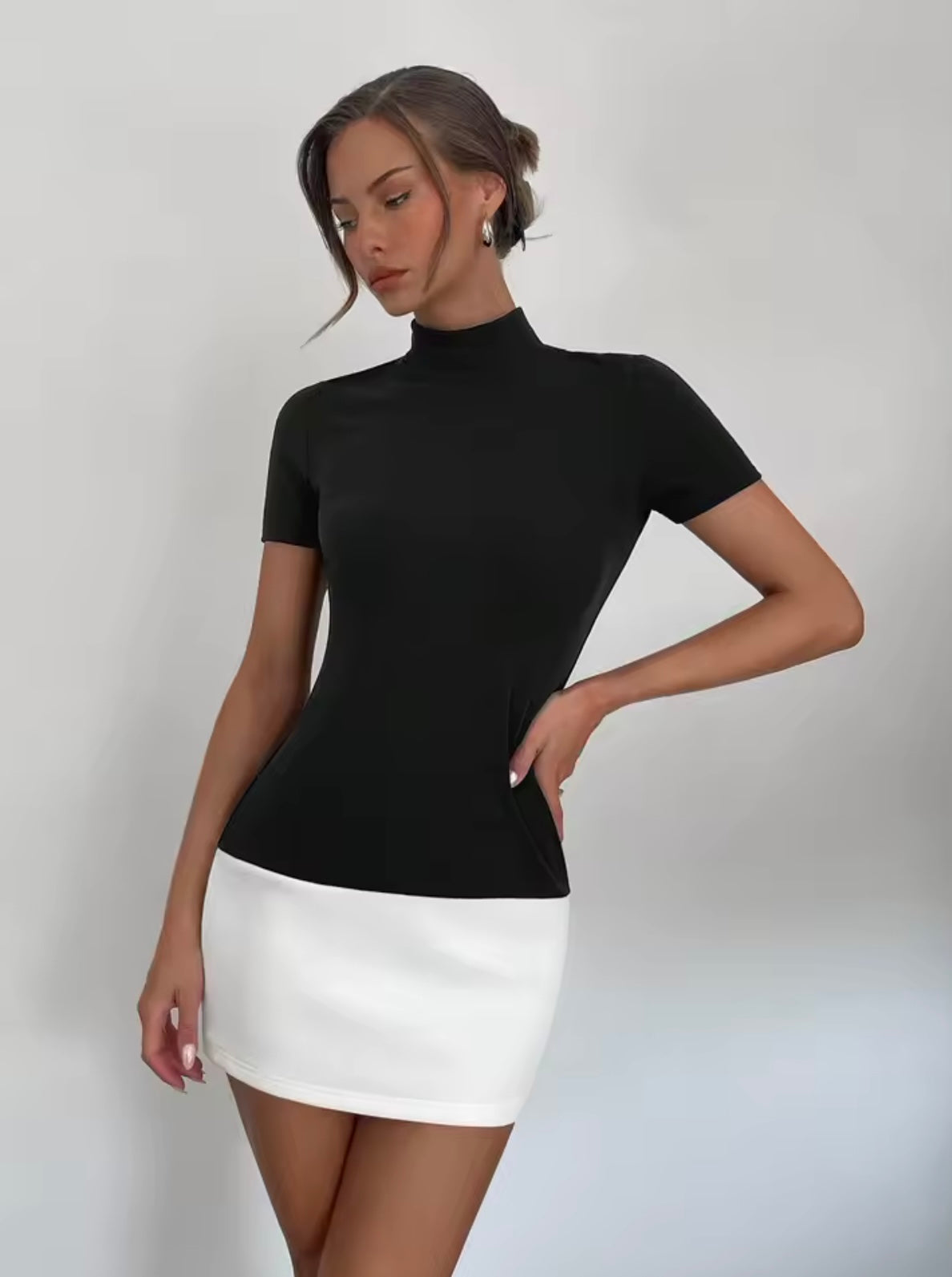 Diana-Contrast Mini Dress
