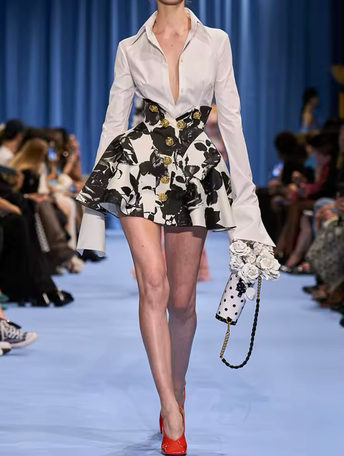 Melissa-Long Sleeve Printing Mini Two-Piece Set