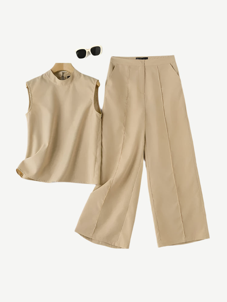 Zara- 2Pcs Wide leg Pants Set