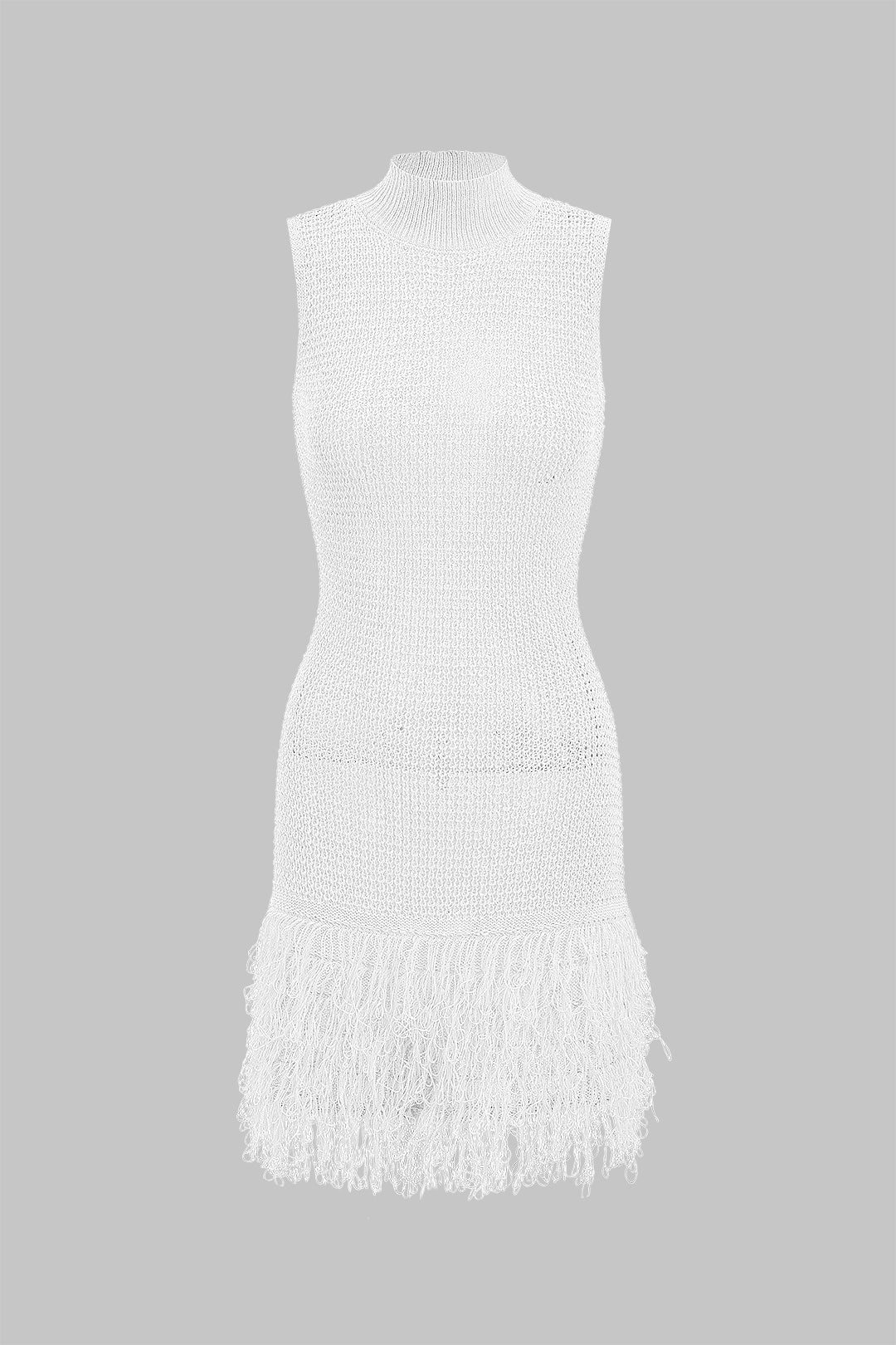 Fringe Trim Knit Mini Dress