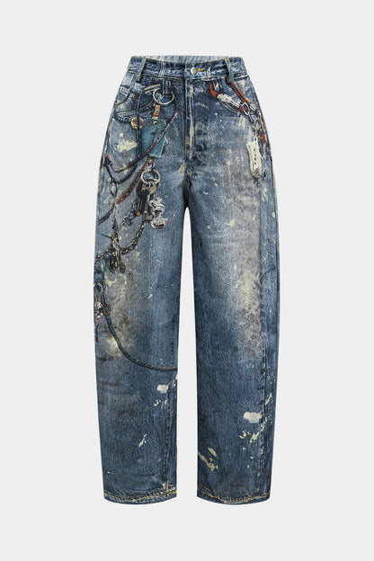 Jay – Hose mit weitem Bein und Farbblock-Knopfdesign