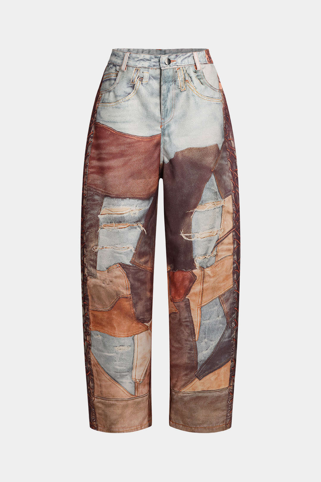 Jay – Hose mit weitem Bein und Farbblock-Knopfdesign
