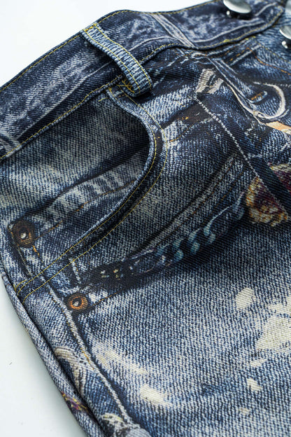 Jay – Hose mit weitem Bein und Farbblock-Knopfdesign
