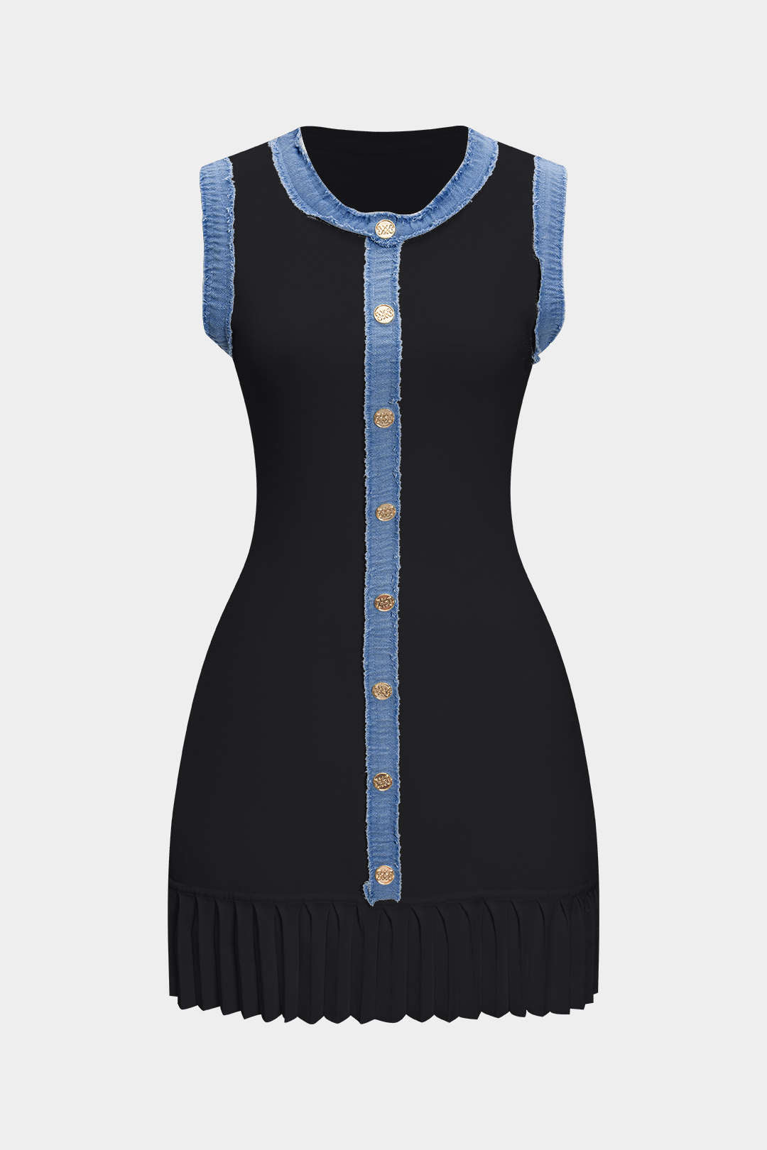 Metallic Button Knit Sweater Dress