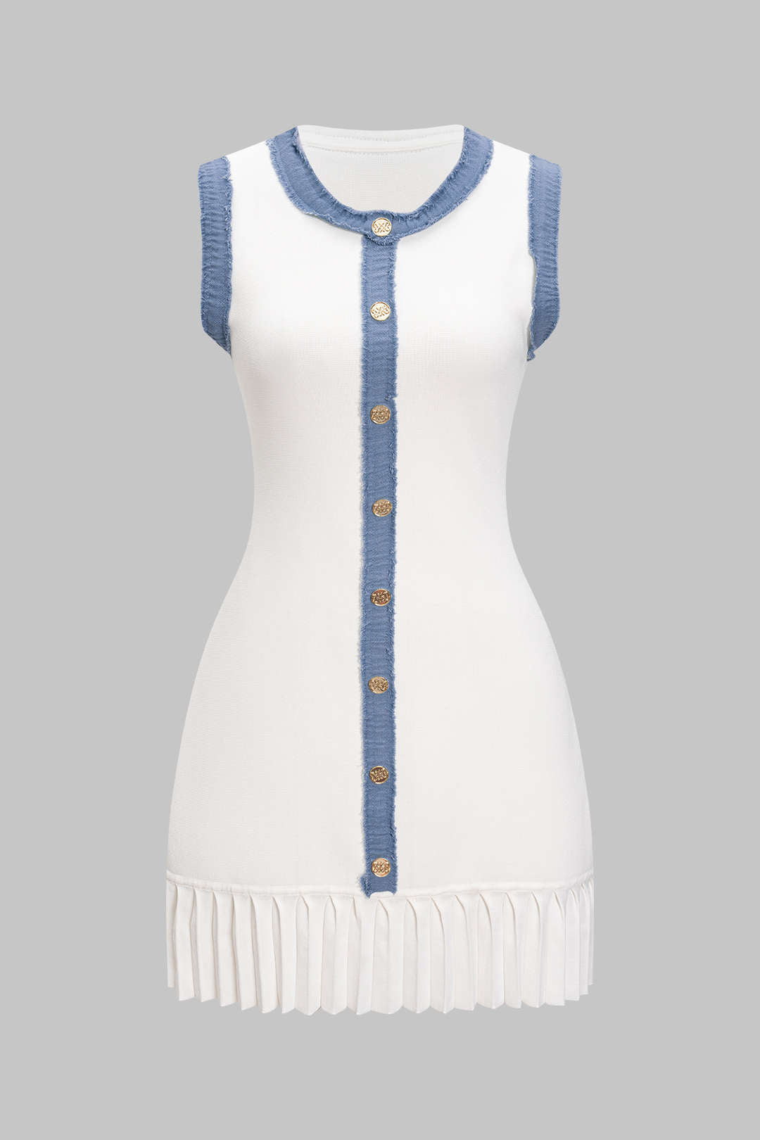 Metallic Button Knit Sweater Dress
