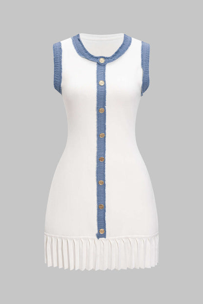 Metallic Button Knit Sweater Dress