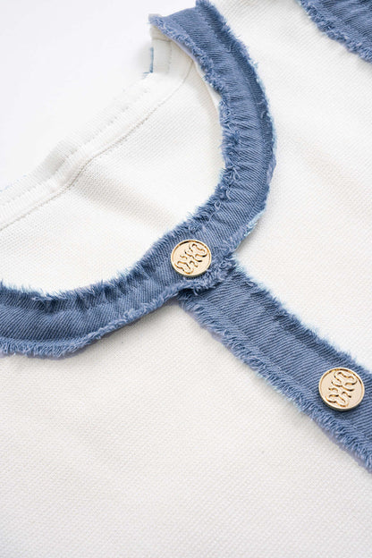 Metallic Button Knit Sweater Dress