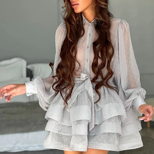 Aurora Belted Tulle Mini Dress