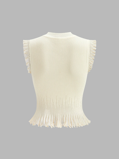 Dana-Ruffled Ribbed Knit Top