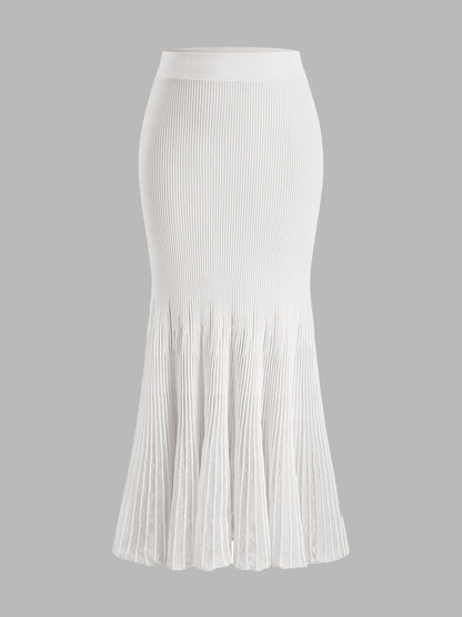 Dana-Pleated Skirt with Mesh Panel Detail