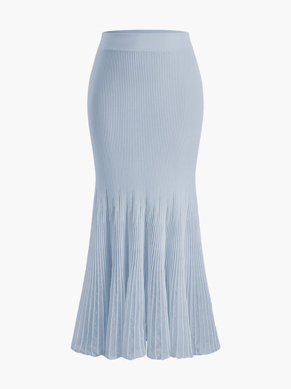 Dana-Pleated Skirt with Mesh Panel Detail