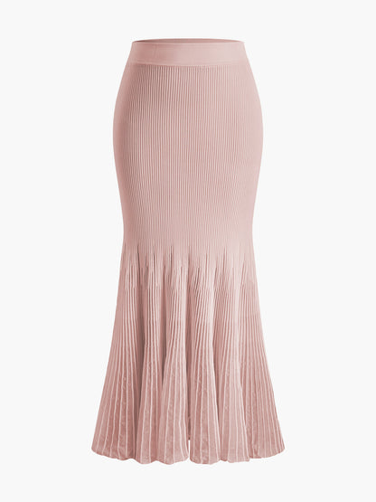 Dana-Pleated Skirt with Mesh Panel Detail