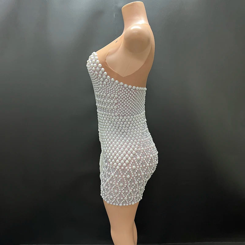 Anchel- Luxury Rhinestone Pearl Dress