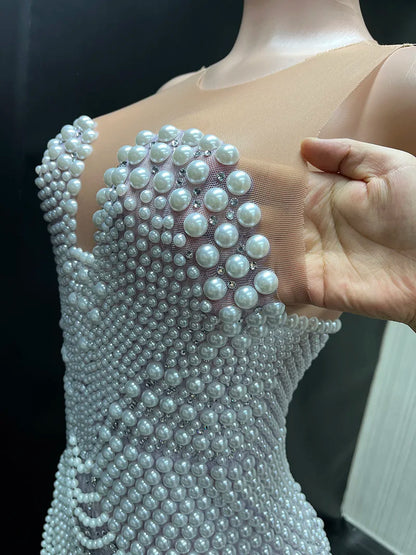 Anchel- Luxury Rhinestone Pearl Dress
