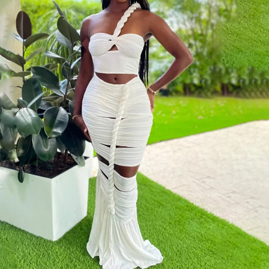 Monaco Pleated One-Shoulder Dress