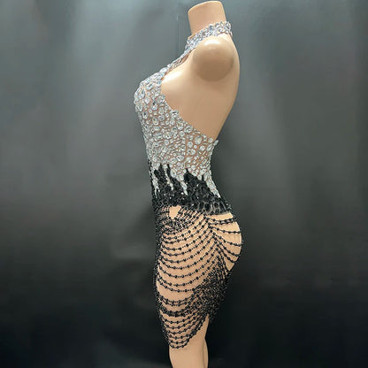 Embellished Illusion Mini Dress