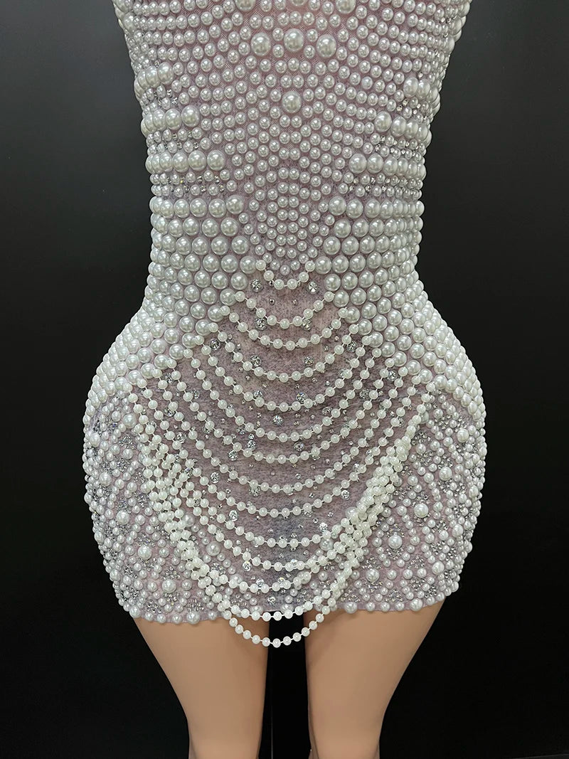 Anchel- Luxury Rhinestone Pearl Dress