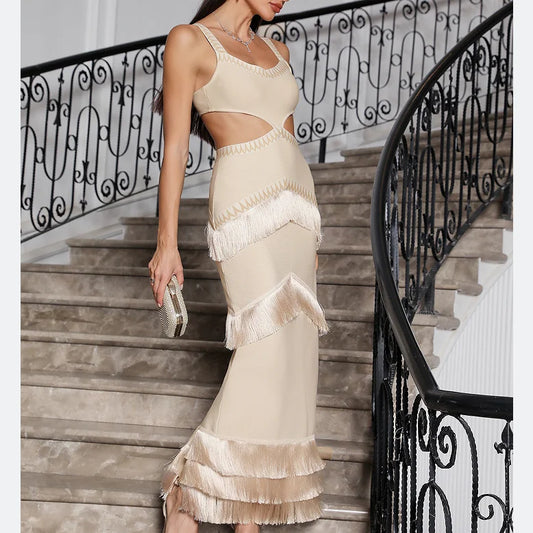Tara Strapless Tassel Maxi Dress