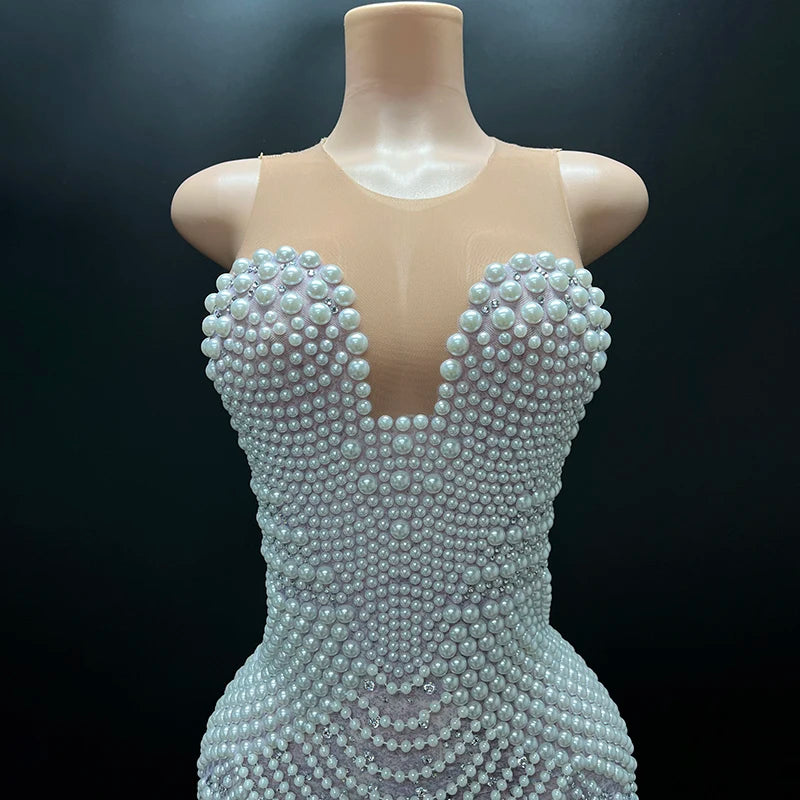 Anchel- Luxury Rhinestone Pearl Dress