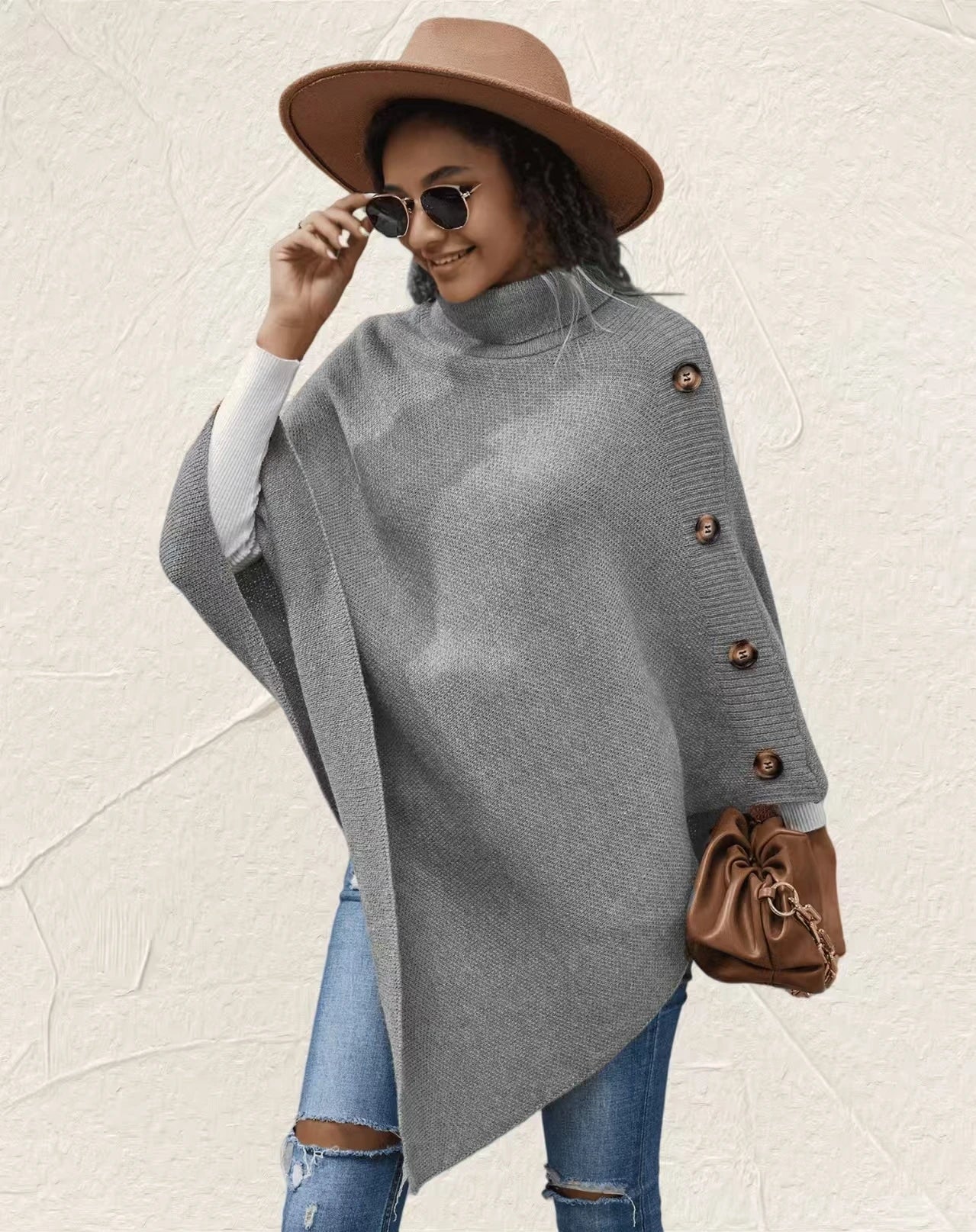 Vivian - Übergroßer Strick-Poncho-Pullover