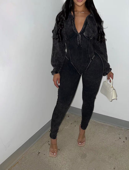 Vintage Puff Sleeve Knit Jumpsuit