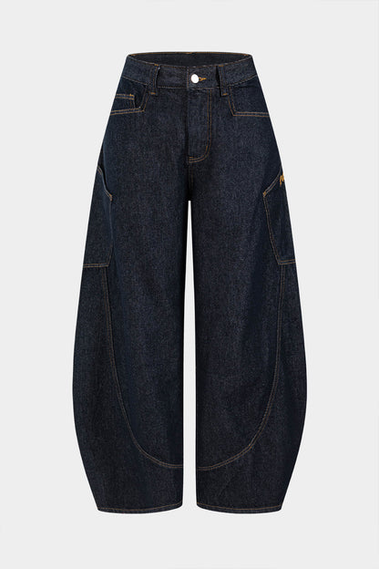 Distressed-Denim im Vintage-Stil mit weitem Bein