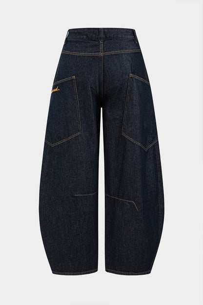Distressed-Denim im Vintage-Stil mit weitem Bein